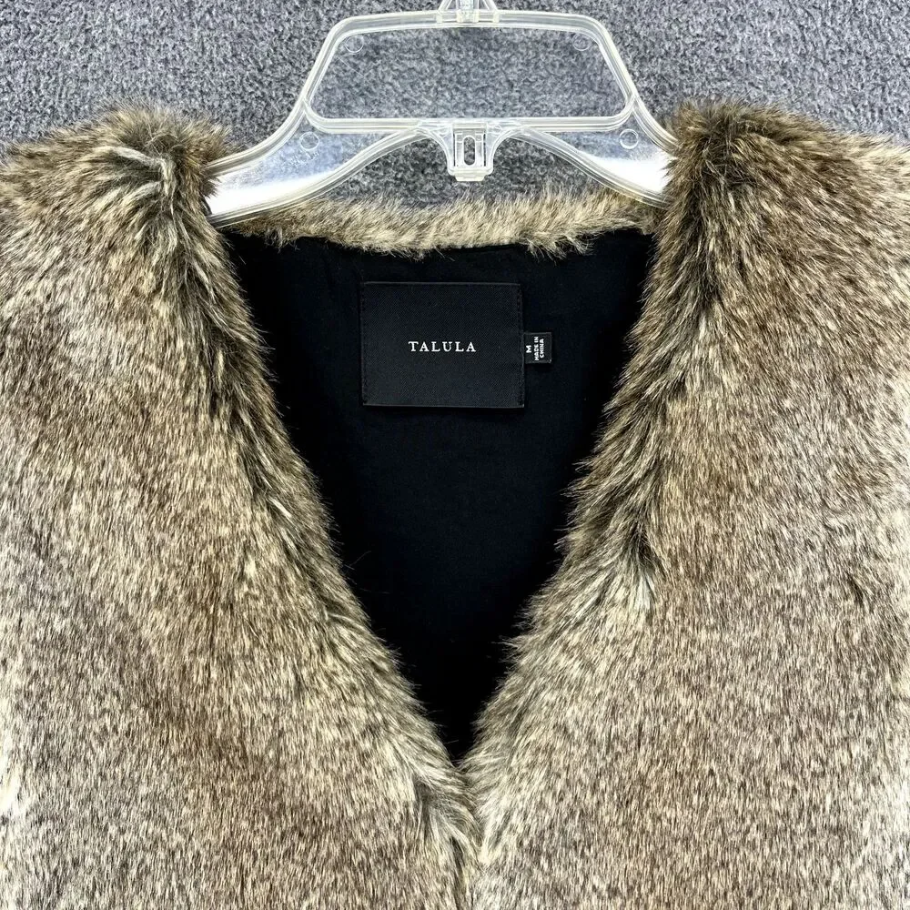 TALULA Vest‎ Womens Medium Brown Faux Fur Aritzia Park Slope Plush Jacket